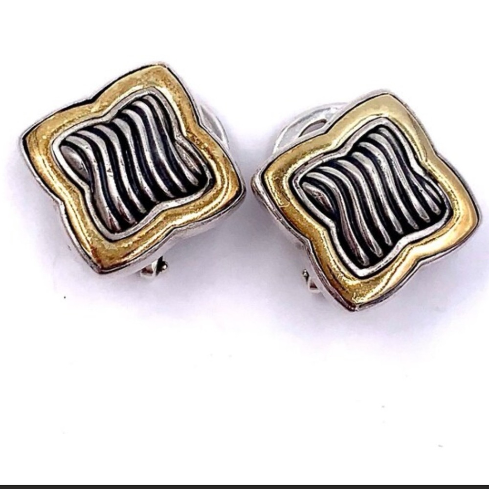 David Yurman Gold and Silver Quatrefoil Earrings